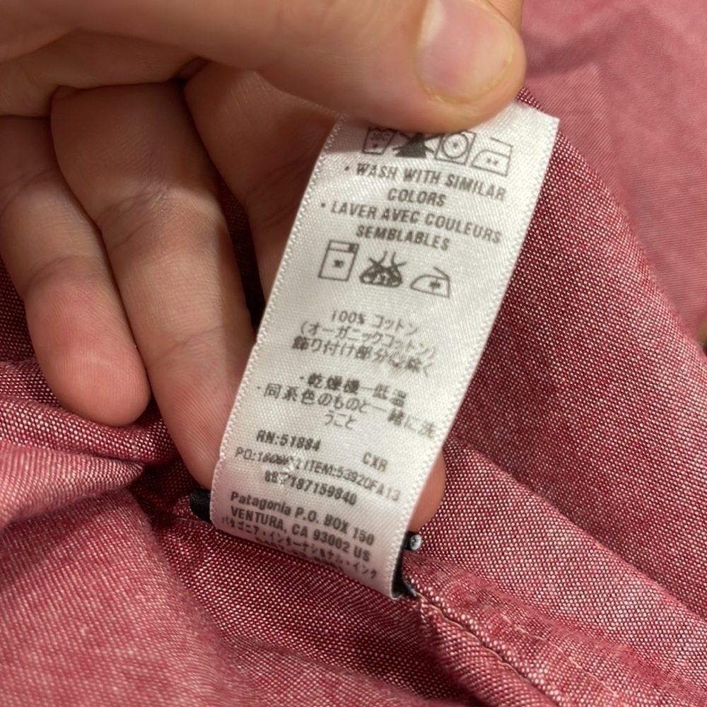 Patagonia Women’s Long Sleeve Chambray Shirt Button Down Size 2 Red - Picture 8 of 8